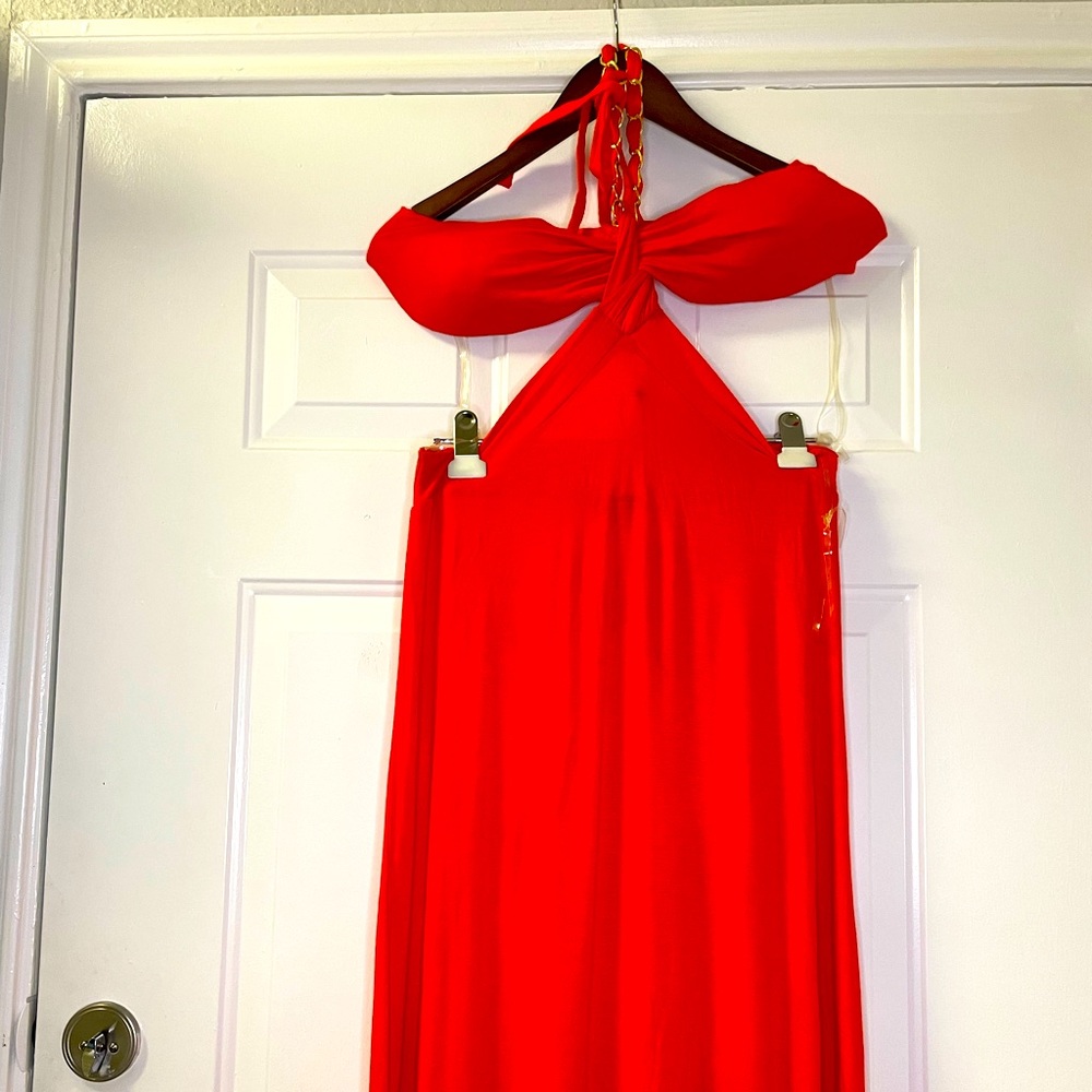Orange cut out maxi sun dress with cut out